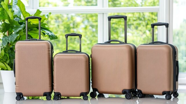 Stylish Set of Four Gold Suitcases for Family Travel Adventures