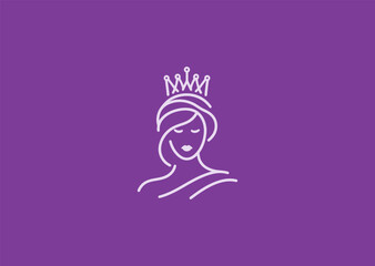 Beautiful queen line logo for beauty, royalty, or elegant branding.