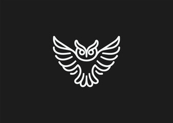 Owl line logo for wisdom, mystery, or education-themed branding.