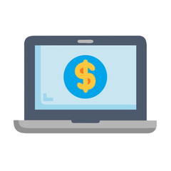 Laptop with Dollar Sign - Finance Work Icon