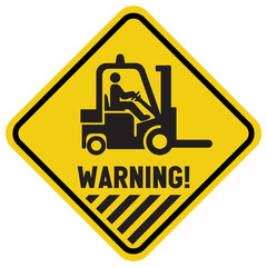 Forklift point warning sign, vector illustration, isolated on white background label