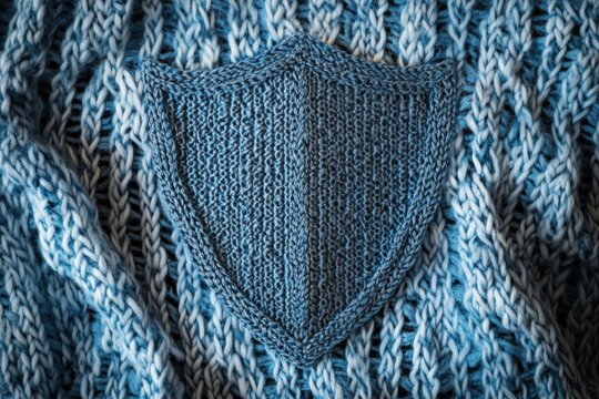 Digital shield representing cybersecurity with binary code and blockchain patterns in cool blue tones for secure trust and data protection