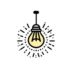Brightly lit Light Bulb Idea Icon
