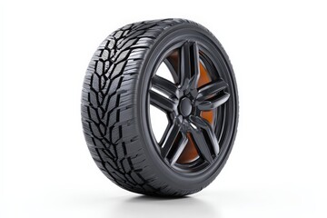 Obraz premium High-performance automotive tire and alloy wheel.