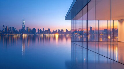 Modern building with city skyline view