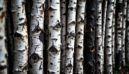 Fototapeta premium Nature's serenity birch forest close-up tranquil environment natural beauty vertical viewpoint