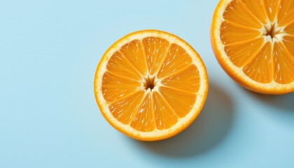 Fototapeta premium Slicing fresh oranges for juicing kitchen counter food photography bright environment top view refreshing concept