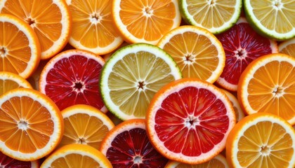 Obraz premium Citrus fruit display kitchen food photography bright setting top-down view freshness concept