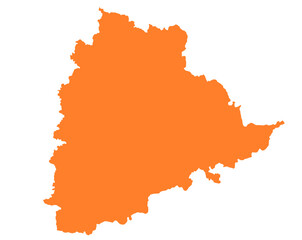 Telangana state map in orange – isolated flat vector graphic