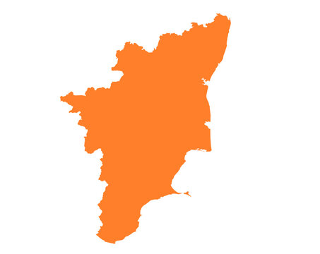Tamil Nadu state map in orange &ndash; isolated flat vector graphic