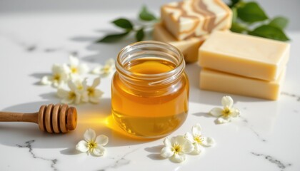 Creating natural soap with honey and flowers kitchen diy guide bright and fresh environment close-up view sustainable living