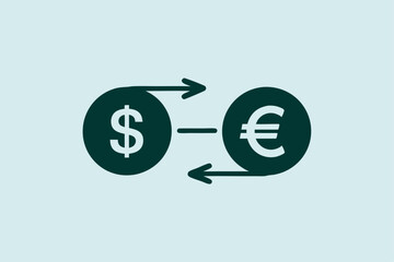 Dollar to euro currency exchange icon illustration showing financial transactions and international trade