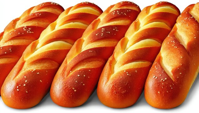 Golden, salted pretzels lined up, showcasing a delicious, baked texture and inviting warmth. Perfect for a snack or treat