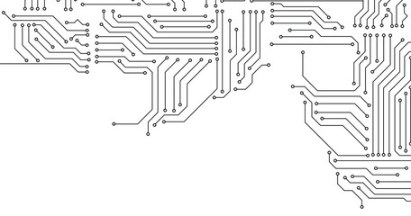 Black circuit diagram on white background. Vector illustration.
