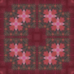 Traditional design with phulkari kalamkari motifs from Pakistan and Indian culture. Geometric ethnic floral pattern for carpet dupatta batik embroidery. Panjabi Digital print as boho Aztec texture art