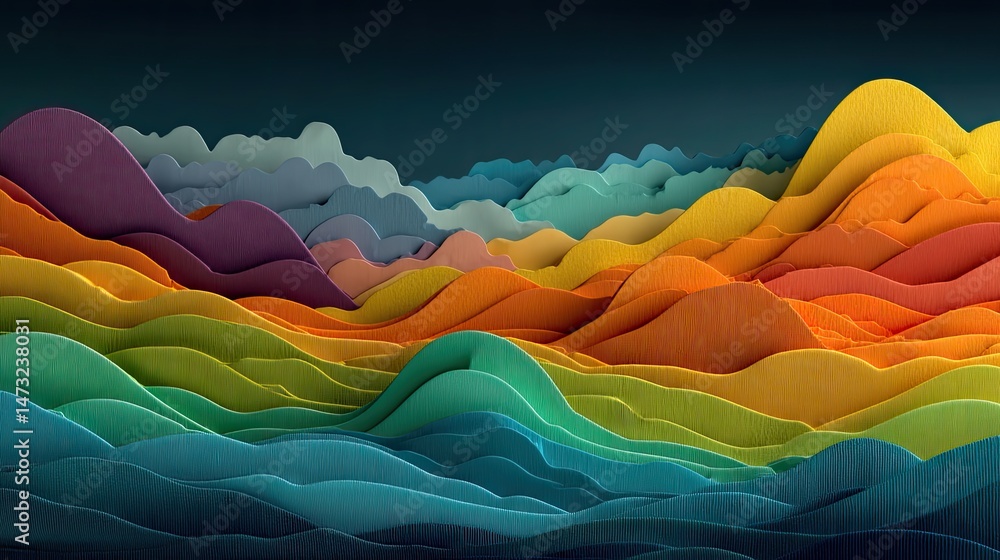 Poster dynamic abstract colorful waves background digital art vibrant design modern space artistic view