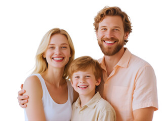 Happy Family Portrait Mother Father and Son Smiling