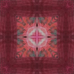 Traditional design with phulkari kalamkari motifs from Pakistan and Indian culture. Geometric ethnic floral pattern for carpet dupatta batik embroidery. Panjabi Digital print as boho Aztec texture art