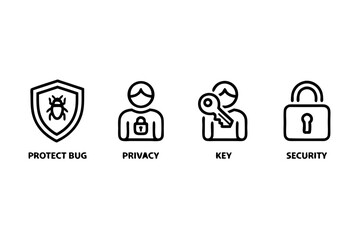 Fototapeta premium A collection of modern line icon set representing digital security and data protection