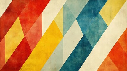 Retro Poster with Colorful Diagonal Stripes and Vintage Textured Background, Simple Geometric Shapes for 70s-Inspired Branding, Wall Decor, Graphic Design