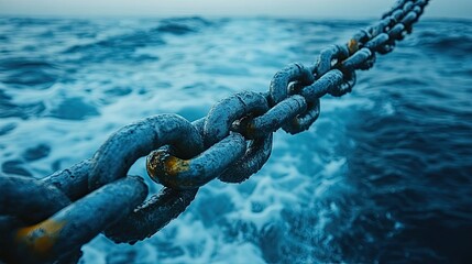 Ocean Chain with Rusty Links, and Waves.