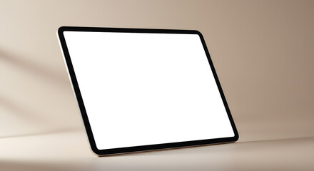 Sleek Modern Tablet Mockup Blank Screen, Neutral Background, Perfect for App Presentation or Website Design
