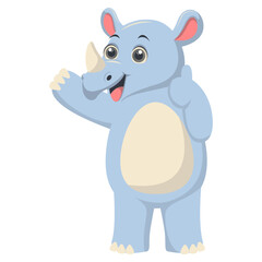 Cute Rhino Cartoon Character. Isolated Vector Illustration.
