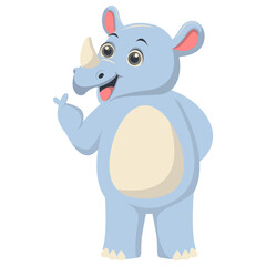 Cute Rhino Cartoon Character. Isolated Vector Illustration.