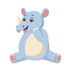 Cute Rhino Cartoon Character. Isolated Vector Illustration.