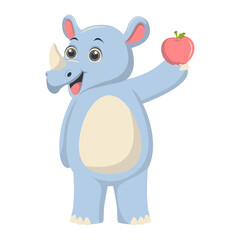 Cute Rhino Cartoon Character. Isolated Vector Illustration.