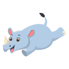Cute Rhino Cartoon Character. Isolated Vector Illustration.