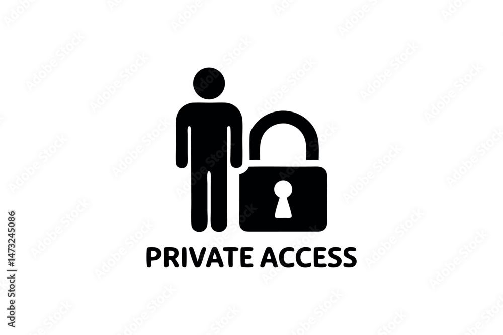 Poster private access symbol signifying security restriction protection and confidentiality restrictions