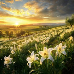 Sunrise Over Field Lilies 