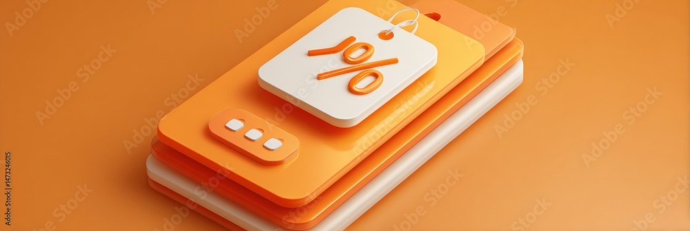 Fototapete diagonal pop-up discount tab displayed on a glossy user interface panel in vibrant orange tones duri