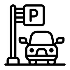 icon parking area with style outline