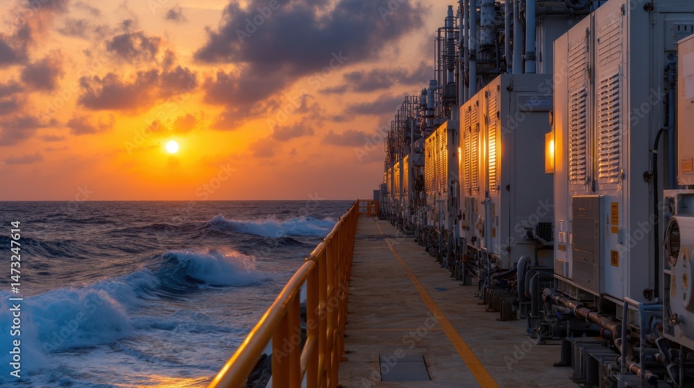 Poster a pier with a railing overlooking the ocean