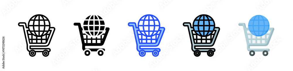 Poster ecommerce icon collection with multiple styles