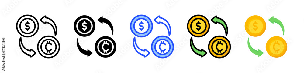 Poster digital currency exchange icon collection with multiple styles