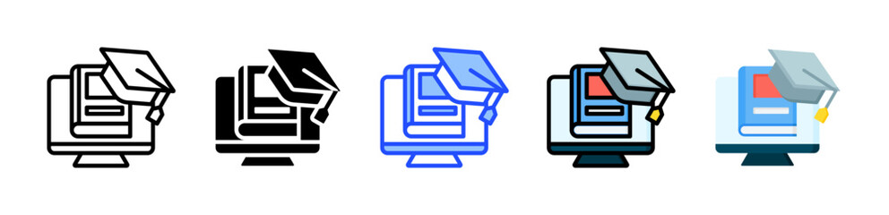Elearning Icon Collection With Multiple Styles