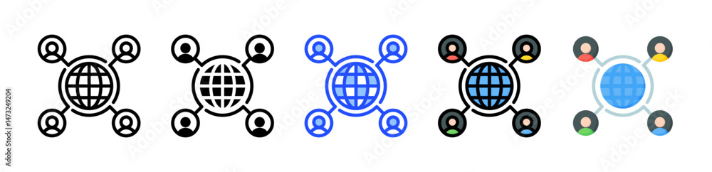 Poster digital nomad community icon collection with multiple styles