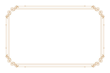 Elements of ornate vintage frames. Border gold on white classic calligraphy swirls, floral motifs. Design print for greeting cards, wedding invitations, restaurant menu, royal certificates. Set 116