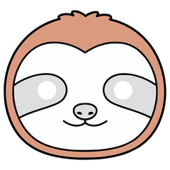 sloth mask party carnival celebration party flat color vector illustration template design