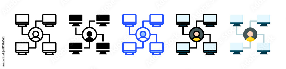 Poster online collaboration tools icon collection with multiple styles