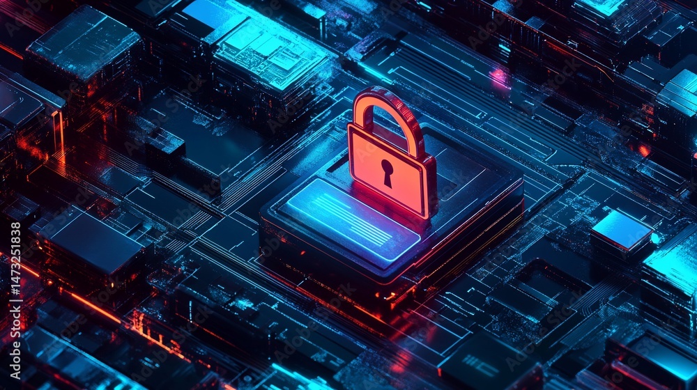Aufkleber cybersecurity concept illustrating a secure digital network infrastructure