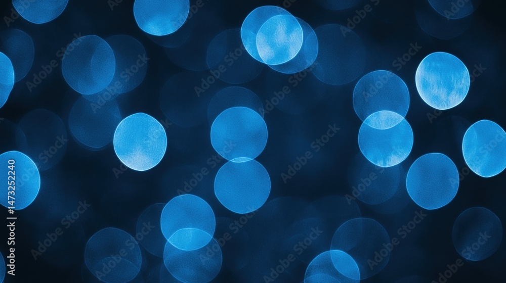 Poster abstract blue bokeh lights create a dreamy, blurred background with soft circular shapes against a d