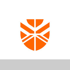 Abstract Orange Shield Emblem Logo