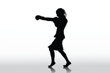 Woman boxing competition exercise concept, vector illustration design background