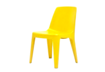 yellow plastic chair studio shot on transparent background