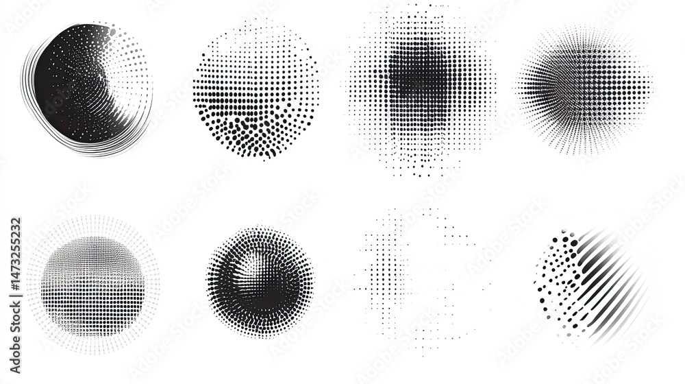 Poster set of abstract halftone design elements