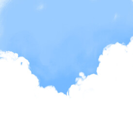 Cloud in clear blue sky hand drawn illustration 